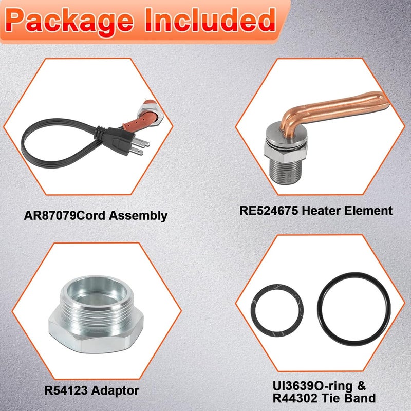 YMT Replace RE227949 DZ102076 Engine Coolant Heater Kit Engine Block Heater Kit with Power Cord Fits for John Deere Tractors - Image 4